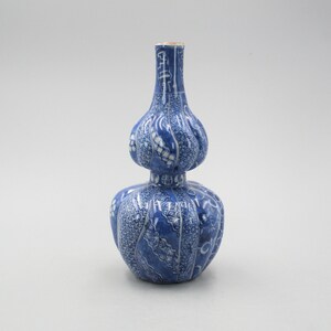Rare Japanese Blue And White Porcelain Kiyomizu Kyo Yaki Double Gourd Shonzui Vase