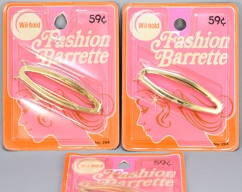 Dead Stock Rare Original Vintage Wil-Hold Fashion Barrette Clip Gold Finish