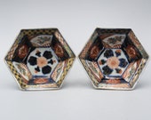 Pair Of Antique Japanese Porcelain Imari Hexagonal Dish