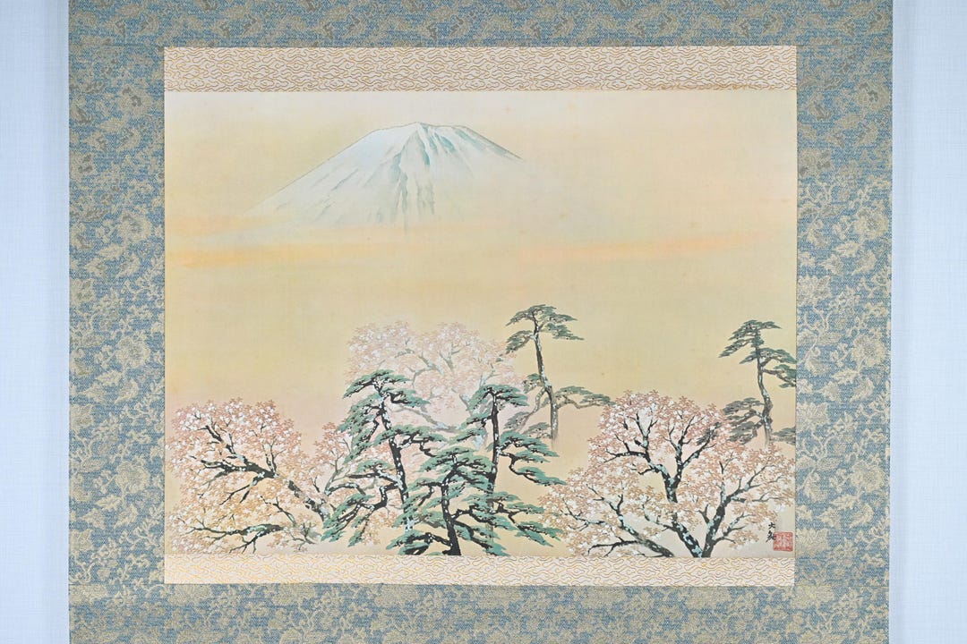 横山大観「富士山」版画：絹本掛軸 - Etsy 日本