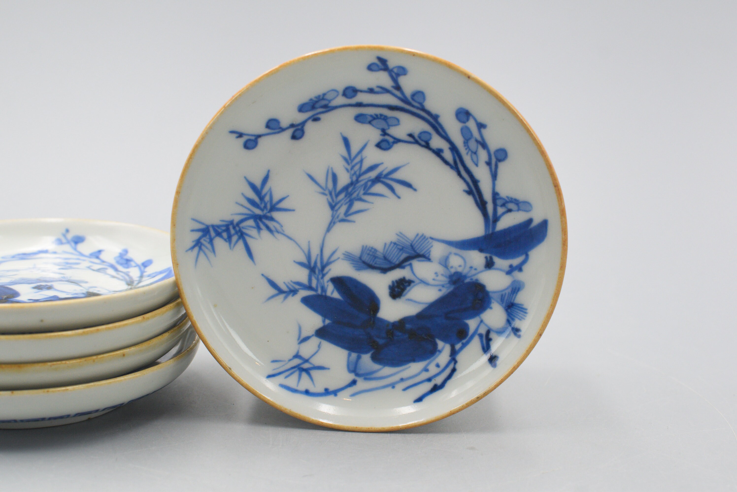 アンティークな日本の青白磁の染付皿 5 枚セット - Etsy 日本