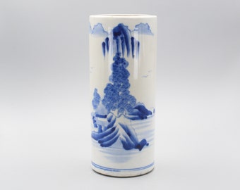 青白磁 花瓶 風景画 ボトル型 竹越純（1948年生まれ）の九谷焼釉師による傑作磁器大花瓶 - Etsy 日本