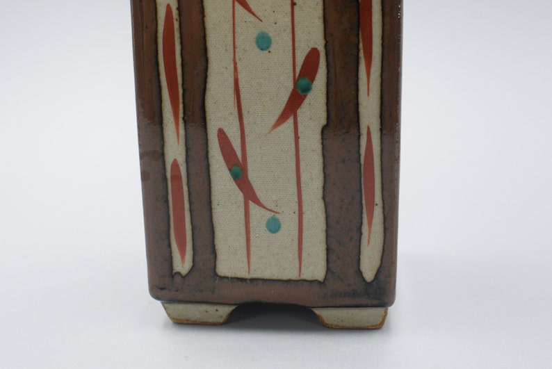 Vintage Japanese Pottery Mashiko Square Bottle Vase