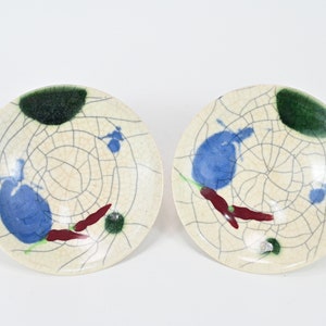 Pair Of Vintage Japanese Pottery Crackle Dish