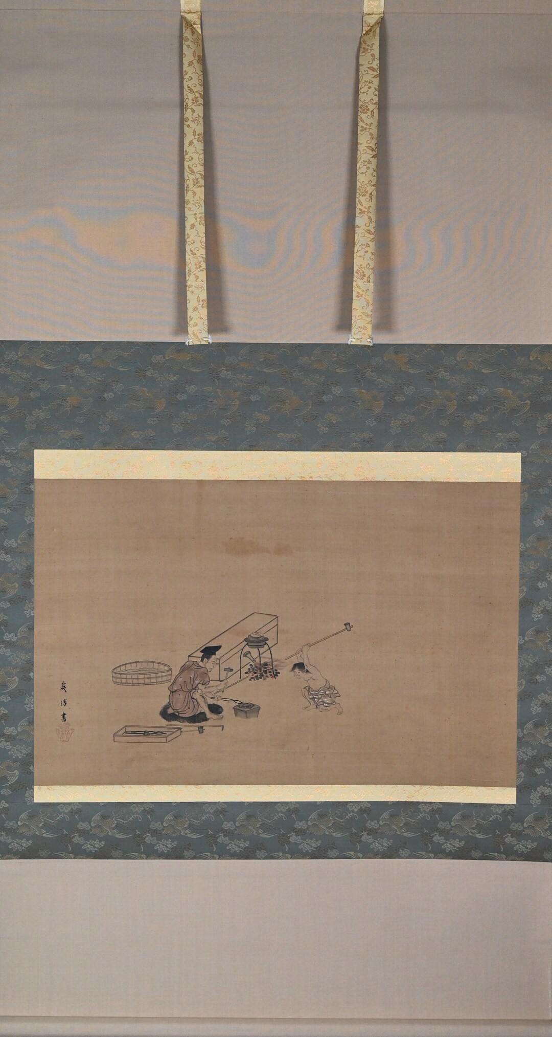 アンティーク 狩野秀信 (1717-1763) 絹本掛軸 - Etsy 日本