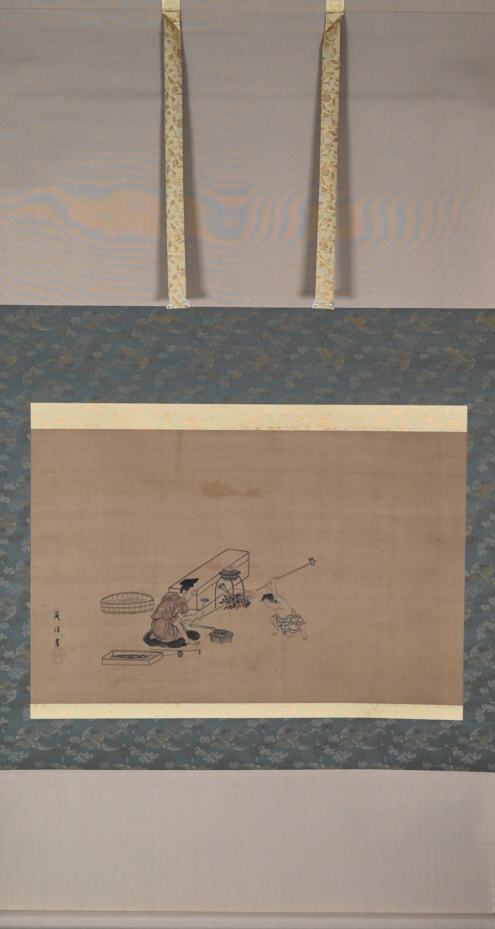 狩野主信／香川黄中【画賛】絹本　掛軸 狩野一信の取扱い作品｜古美術・掛け軸の販売・買取・鑑定-松本松栄堂