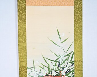 ヴィンテージ 日本の掛け軸 花の絵 紙 掛軸 - Etsy 日本