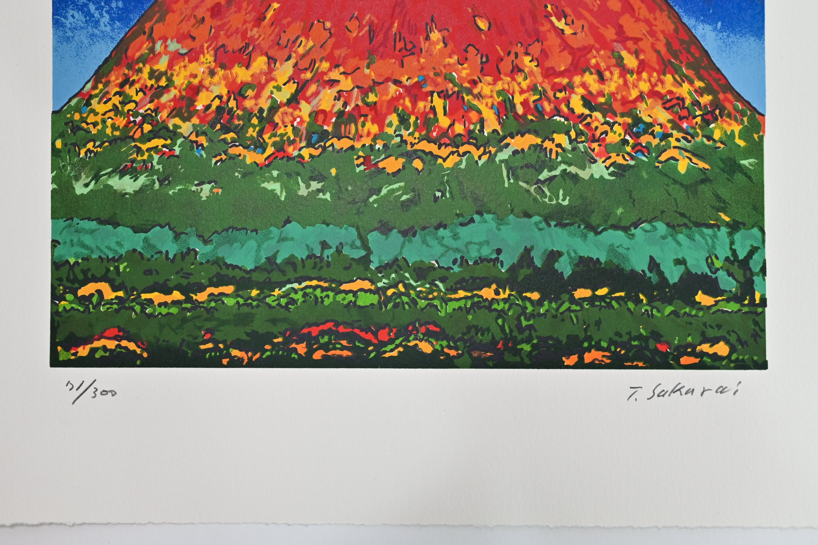 Takami Sakurai (b. 1928) Japanese Original Lithograph Print of Mt