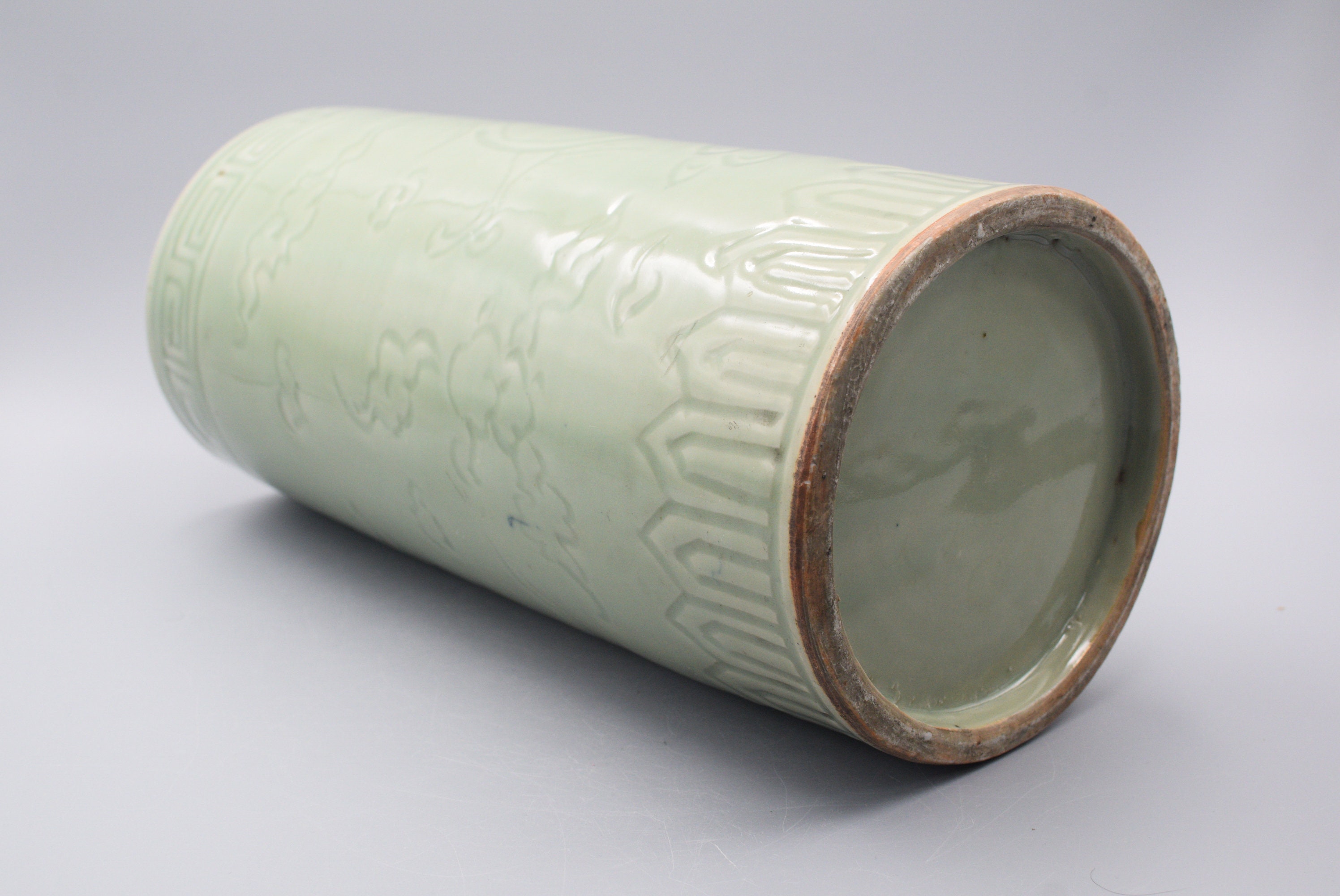 中国　緑釉　刻花文　扁壷　花瓶　高さ約34cm　時代箱　V　R8628H Yahoo!オークション -「中国 緑釉」の落札相場・落札価格