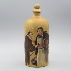 Vintage Denmark Danimarca Art Pottery Hand Painted Decanter Bottle Vase