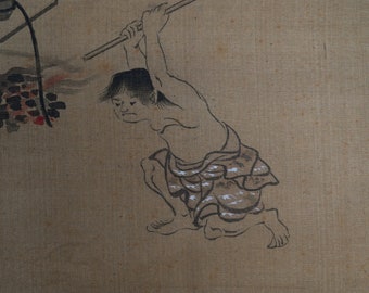 アンティーク 狩野秀信 (1717-1763) 絹本掛軸 - Etsy 日本