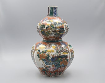 日本の九谷焼 三角壺 九谷庄三 (1816-1883) 花とセージ V969 - Etsy 日本