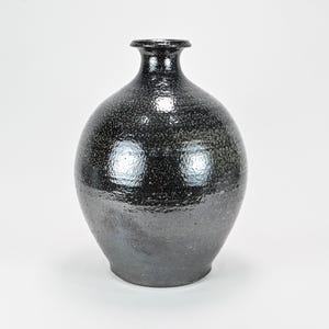 Fine Large Vintage Japanese Studio Pottery Blue Salt Glazed Vase
