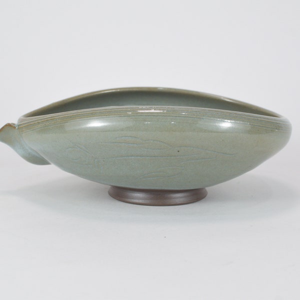 Belle poterie japonaise vintage Celadon Green Glaze Chawan Versing Tea Bowl