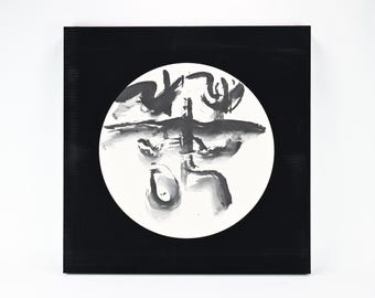 Original Japanese Shodo Art Calligraphy Painting - Framed Velvet