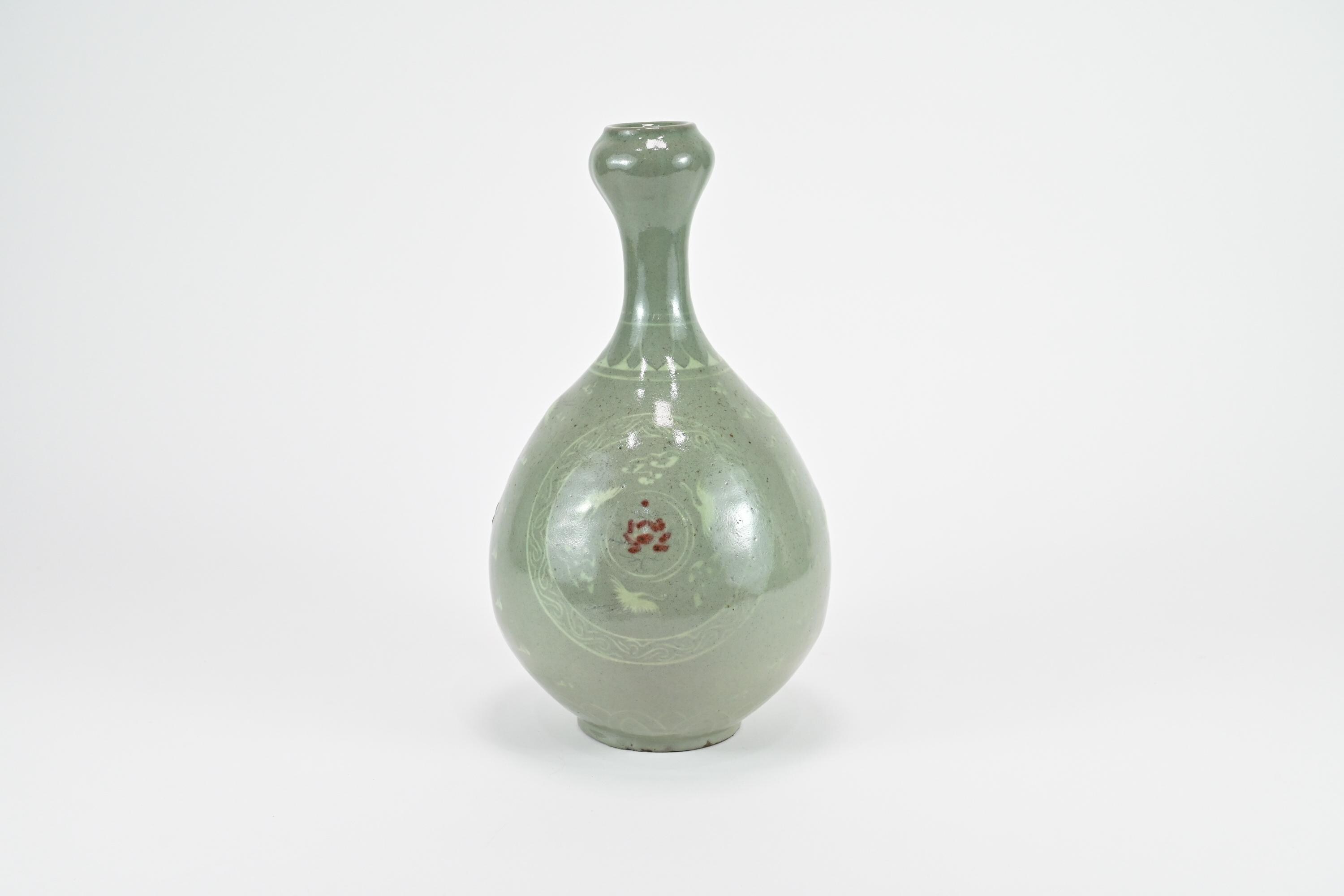 花瓶 青磁 申相浩 韓国 高麗青磁 花瓶 申相浩作 韓国人間国宝 『値下げしました