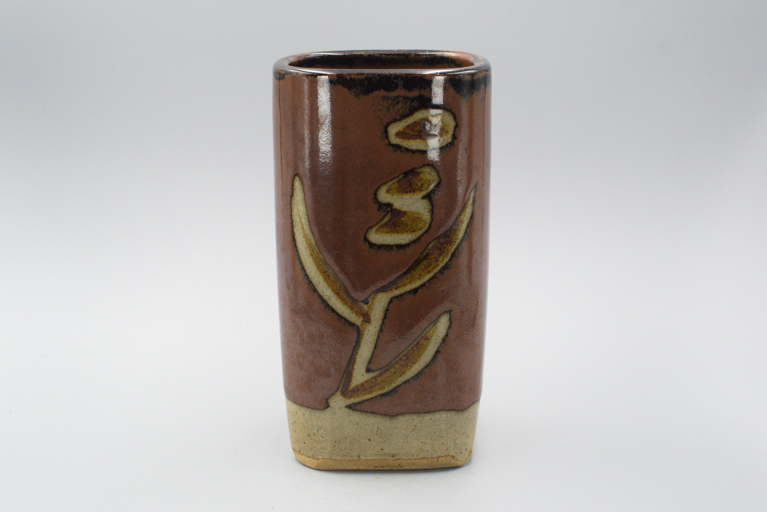 Vintage Japanese Pottery Mashiko Ware Khaki Glaze Vase Unknown Artist