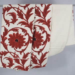 Vintage Japanese White Red Floral Obi Kimono Belt Embroidery Wearable Or Decoration