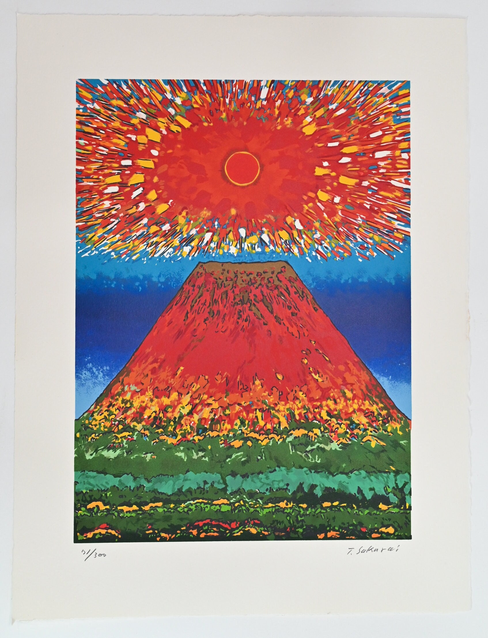 Takami Sakurai (b. 1928) Japanese Original Lithograph Print of Mt