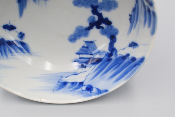 青白磁 茶碗 風景画 陶磁器 青白磁平茶碗（IH-042） 作家「市川