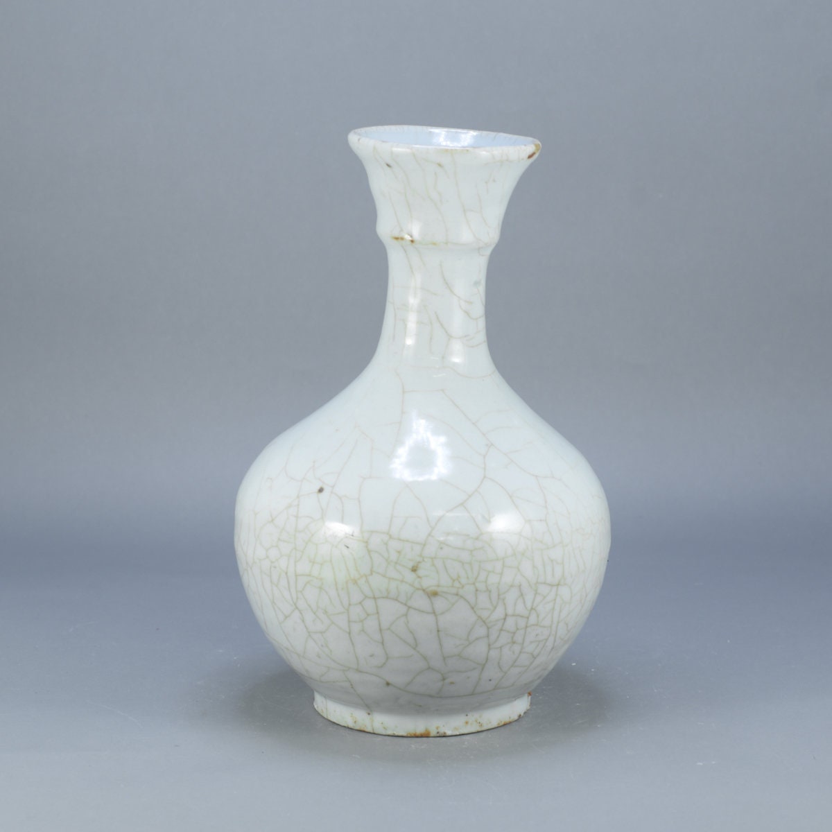Antique Korean Porcelain Pottery White Glazed Bottle Vase Joseon Period