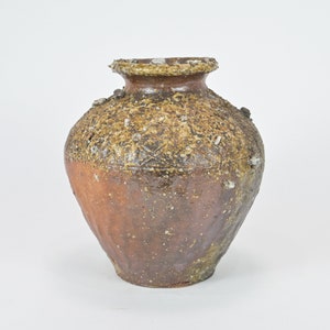 陶器　徳利　醤油　飾り壷【明治〜昭和レトロ】 Vintage Japanese Pottery Shigaraki Ware Tsubo Jar Vase