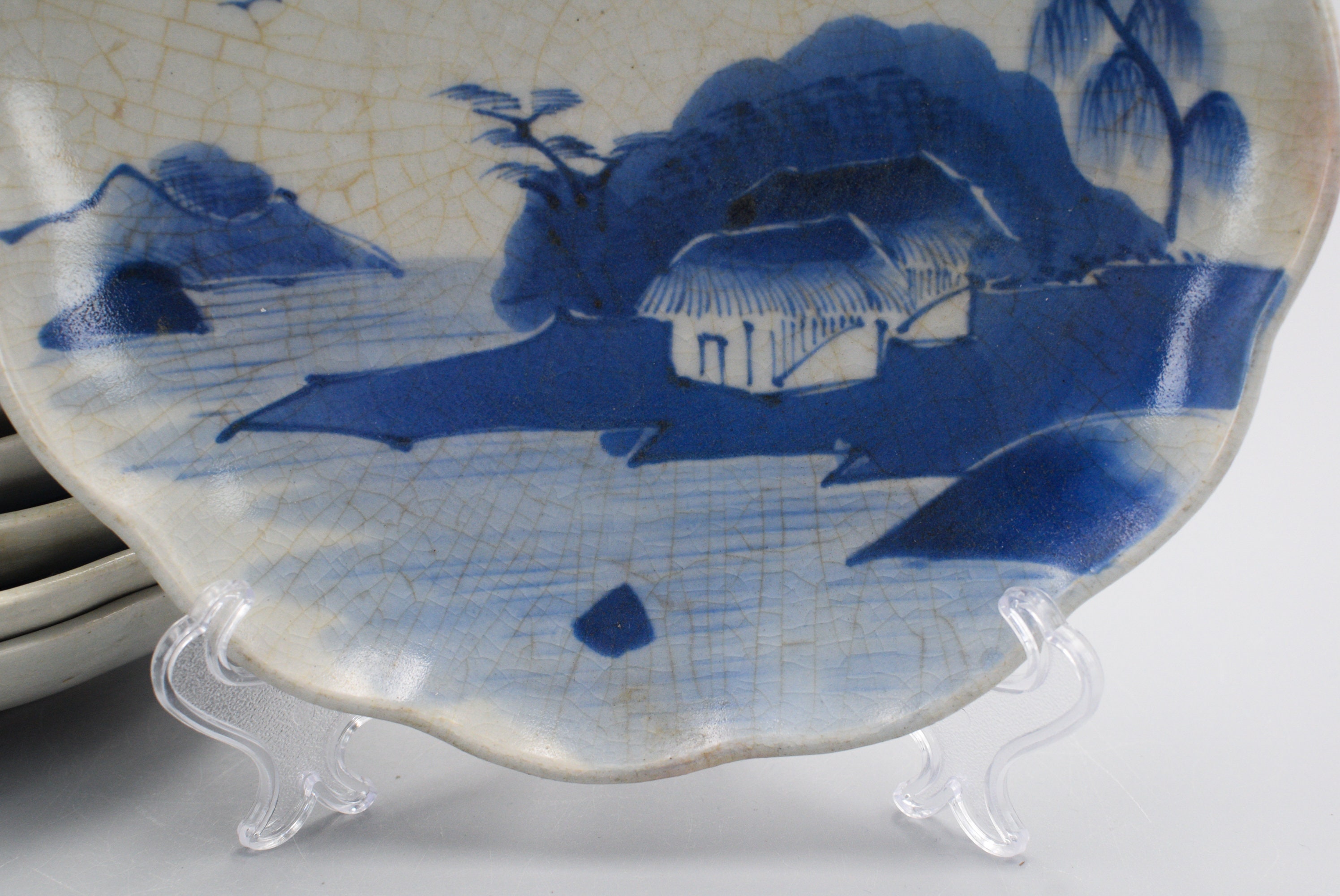 江戸時代 染付風景画皿 8枚セット - Etsy 日本