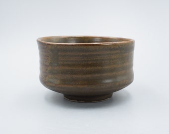 Vintage Japanese Pottery Brown Chawan Tea Bowl