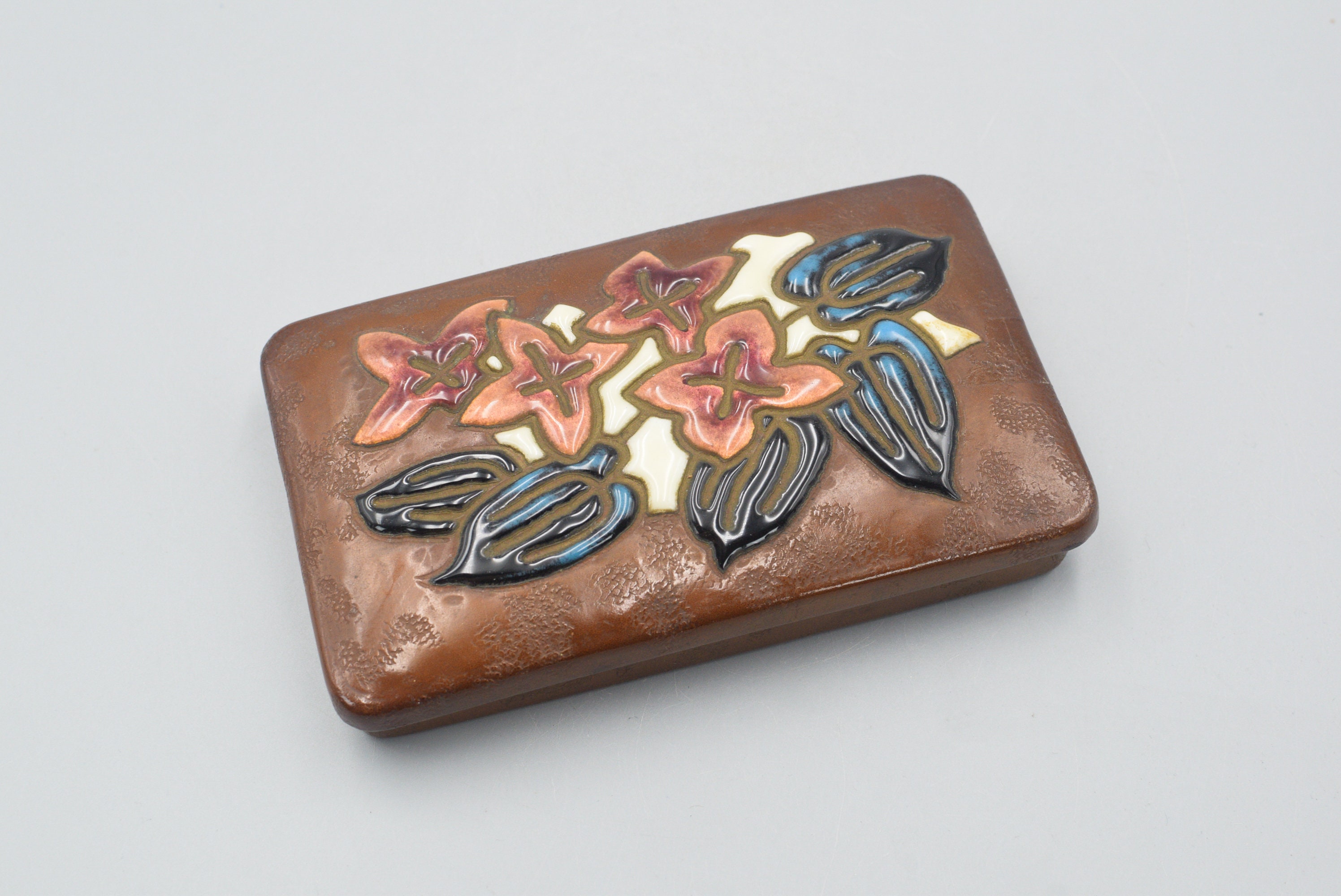 Rare Vintage Japanese Ando Repousse Cloisonne Enamel Copper Box