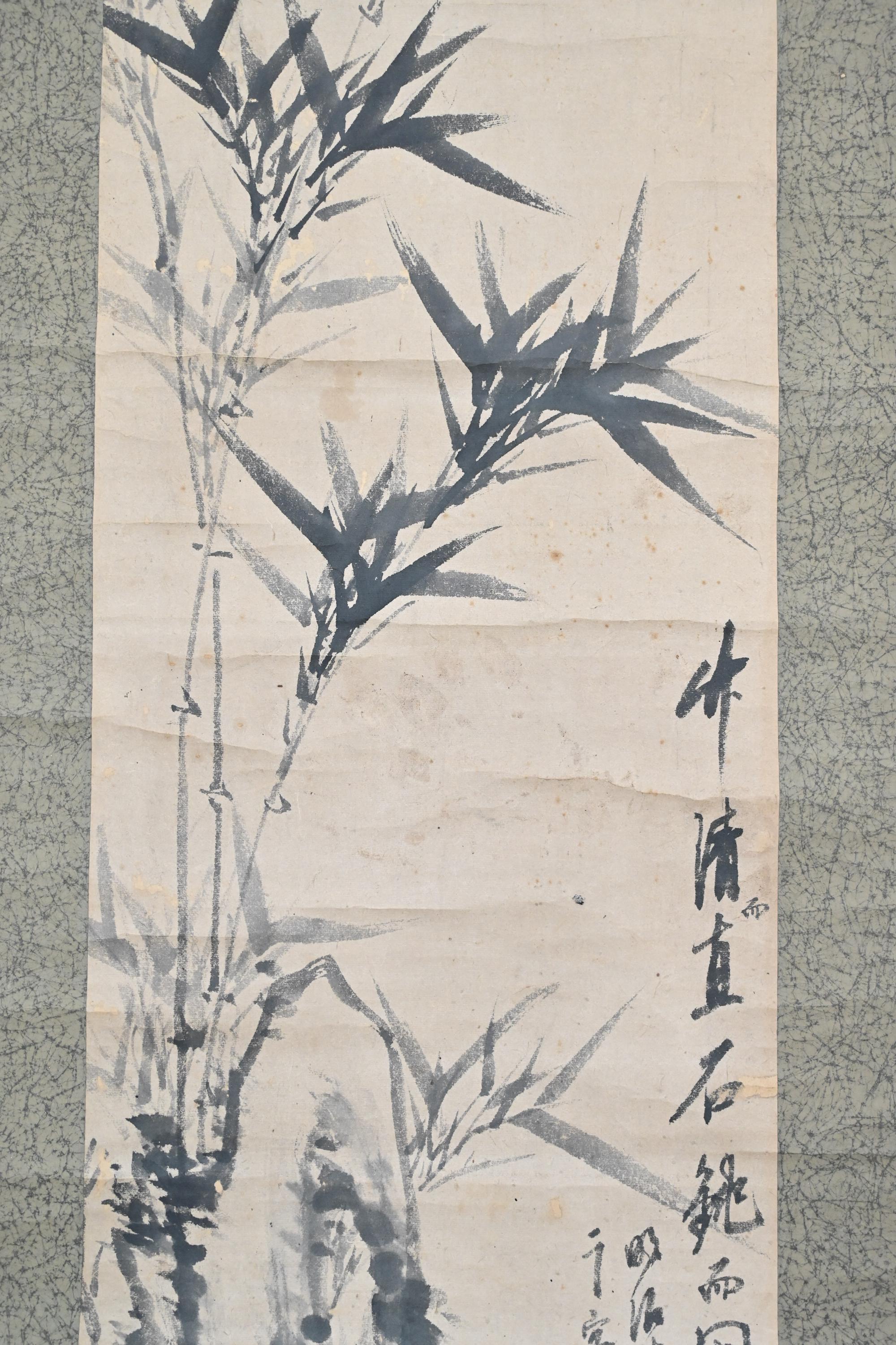 竹の絵画 掛け軸 アンティーク中国掛け軸 竹の絵 紙に描かれた掛軸 - Etsy 日本
