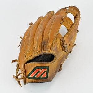 Vintage Mizuno Big M leren honkbalhandschoen BUW League Bayard