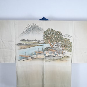 Vintage Japanese Landscape Decoration Yukata Kimono Jacket