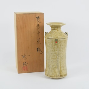 中国　緑釉　刻花文　扁壷　花瓶　高さ約34cm　時代箱　V　R8628H il_fullxfull.3708504445_klly.jpg
