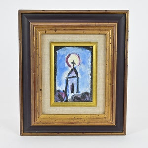 Vintage Small Original Oil Painting Of Church Framed