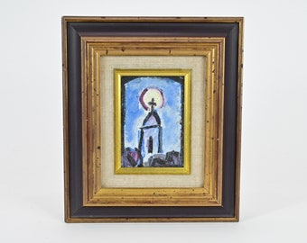 教会のヴィンテージの小さなオリジナル油絵（額入り） - Etsy 日本