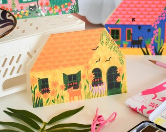 Vincat's Yellow House cut out house card