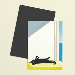 Carte Chat se baignant au bord de la mer