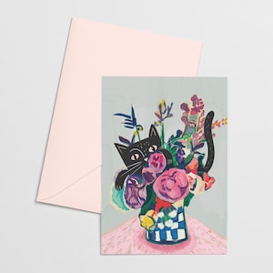 Carte Fleurs de Catisse et chat