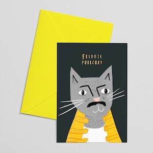 Carte Freddie Purrcury, musicien chat
