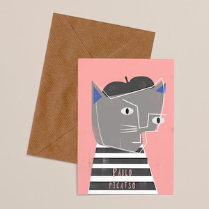 Pablo Picatso Katzen Künstler Portrait Karte
