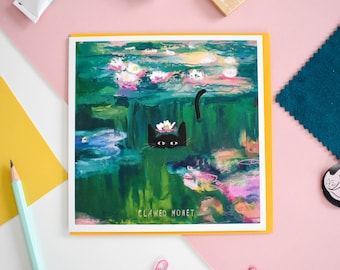 Carte d'artiste chat Monet griffé
