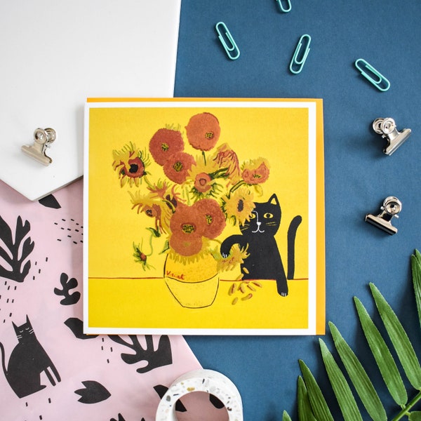 Vincat's Sunflowers Cat Artist Card