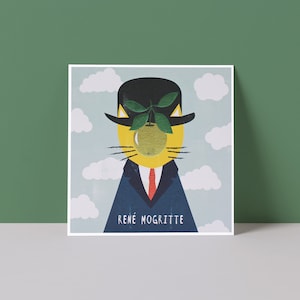 Réne Mogritte Katzen Künstler Karte