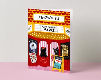 Movie Cats Greeting Card | Cat Illustration | Blank Card
