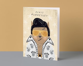 Elvis Purresley Cat Card | Cat Illustration | Blank Card