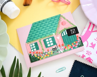 Clawed Monet cut out house card