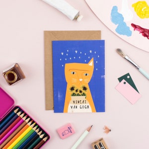Vincat Cat Gogh Cat Artist Portrait Card