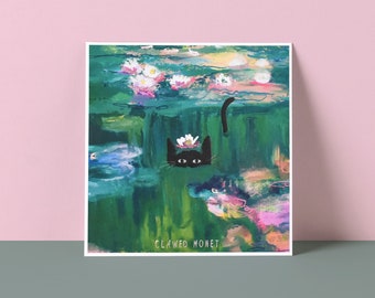 Carte Artiste chat de Monet avec ses griffes