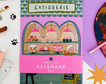 2027 Street Cats illustrated shops Calendar