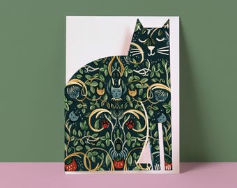 Arts and Cats Movement Card | Cat Illustration | Blank Card